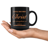 Bible Verses Black Mugs - Philippians 4:13 (Design 2) - Meditate Healing Christian Store