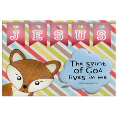 Hope Inspiring Nursery & Kids Bedroom Framed Canvas Wall Art - Spirit Of God Lives In Me ~1 Corinthians 3:16~ (Design: Fox)