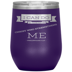 Bible Verses Stainless Steel Vacuum Insulated Wine Tumbler - Philippians 4:13 Design 15
