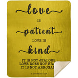 Typography Premium Sherpa Mink Blanket - Love Is Patient Love Is Kind ~1 Corinthians 13:4~