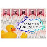 Hope Inspiring Nursery & Kids Bedroom Framed Canvas Wall Art - Spirit Of God Lives In Me ~1 Corinthians 3:16~ (Design: Duck)