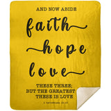 Typography Premium Sherpa Mink Blanket - Faith Hope Love ~1 Corinthians 13:13~