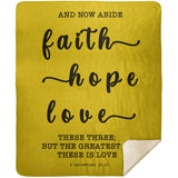 Typography Premium Sherpa Mink Blanket - Faith Hope Love ~1 Corinthians 13:13~