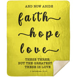 Typography Premium Sherpa Mink Blanket - Faith Hope Love ~1 Corinthians 13:13~