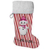 Personalised Name Fluffy Sherpa Lined Christmas Stocking - Snow Woman (Design: Candy)