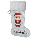 Personalised Name Fluffy Sherpa Lined Christmas Stocking - Santa (Design: Blue Snowflake)