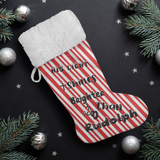 Fluffy Sherpa Lined Christmas Stocking - His Light Shines Brighter Than Rudolph (Design: Candy)