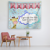 Uplifting Nursery & Kids Room Tapestry - God Is With Me ~Isaiah 41:10~ (Design: Giraffe 2)