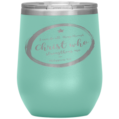 Bible Verses Stainless Steel Vacuum Insulated Wine Tumbler - Philippians 4:13 Design 16