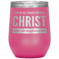 Bible Verses Stainless Steel Vacuum Insulated Wine Tumbler - Philippians 4:13 Design 3