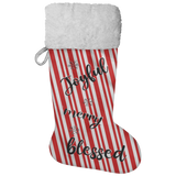 Fluffy Sherpa Lined Christmas Stocking - Joyful Merry Blessed (Design: Candy)