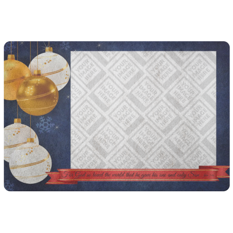 Personalized Custom Photo Anti-Slip Protective Doormat Christmas Theme ~John 3:16~ (Design: Baubles)