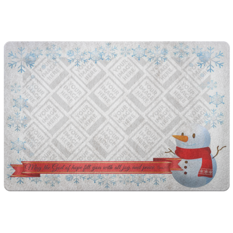 Personalized Custom Photo Anti-Slip Protective Doormat Christmas Theme ~Romans 15:13~ (Design: Snowman 1)