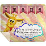 Hope Inspiring Kids Snuggly Blanket - Christ Strengthens Me ~Philippians 4:13~ (Design: Giraffe 1)