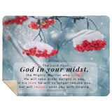 Bible Verses Premium Sherpa Mink Blanket - God In Your Midst ~Zephaniah 3:17~