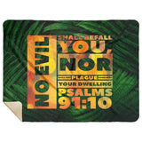 Bible Verses Premium Mink Sherpa Blanket - No Evil Shall Befall You ~Psalm 91:10~ Design 1