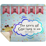 Hope Inspiring Kids Snuggly Blanket - Spirit Of God Lives In Me ~1 Corinthians 3:16~ (Design: Giraffe 2)
