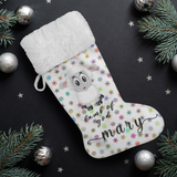 Personalised Name Fluffy Sherpa Lined Christmas Stocking - Lamb Of God (Design: Rainbow Snowflake)