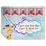 Hope Inspiring Kids Snuggly Blanket - God Is With Me ~Isaiah 41:10~ (Design: Giraffe 2)