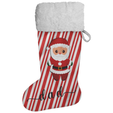 Personalised Name Fluffy Sherpa Lined Christmas Stocking - Santa (Design: Candy)