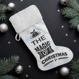 Fluffy Sherpa Lined Christmas Stocking - The Magic Of Christmas (Design: Blue Snowflake)