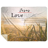 Bible Verses Premium Mink Sherpa Blanket - Love Never Loses Faith ~1 Corinthians 13:7~