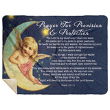Bible Verses Premium Mink Sherpa Blanket - Prayer for Provision & Protection ~Psalm 23:1-6~ (Design: Angel 3)