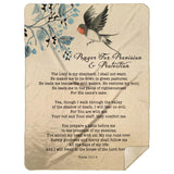 Bible Verses Premium Mink Sherpa Blanket - Prayer for Provision & Protection ~Psalm 23:1-6~ (Design: Bird 3)