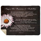 Bible Verses Premium Mink Sherpa Blanket - Prayer for Provision & Protection ~Psalm 23:1-6~ (Design: Flower Wood 1)
