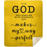 Typography Premium Sherpa Mink Blanket - God Is My Strength & Power ~2 Samuel 22:33~