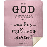 Typography Premium Sherpa Mink Blanket - God Is My Strength & Power ~2 Samuel 22:33~