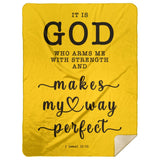 Typography Premium Sherpa Mink Blanket - God Is My Strength & Power ~2 Samuel 22:33~