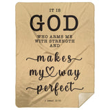 Typography Premium Sherpa Mink Blanket - God Is My Strength & Power ~2 Samuel 22:33~