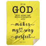 Typography Premium Sherpa Mink Blanket - God Is My Strength & Power ~2 Samuel 22:33~