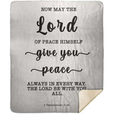Typography Premium Sherpa Mink Blanket - The Lord Gives Peace ~2 Thessalonians 3:16~