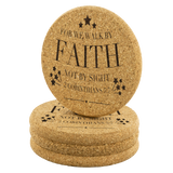 Bible Verses Cork Coasters - 2 Corinthians 5:7 (Design 20) - Meditate Healing Christian Store
