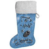 Fluffy Sherpa Lined Christmas Stocking - O Holy Night (Design: Blue)