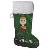 Personalised Name Fluffy Sherpa Lined Christmas Stocking - Wiseman 2 (Design: Green)