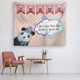 Uplifting Nursery & Kids Room Tapestry - God Is With Me ~Isaiah 41:10~ (Design: Panda2)