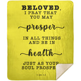 Typography Premium Sherpa Mink Blanket - Prosper In All Things & Be In Health ~3 John 1:2~