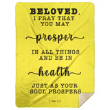 Typography Premium Sherpa Mink Blanket - Prosper In All Things & Be In Health ~3 John 1:2~