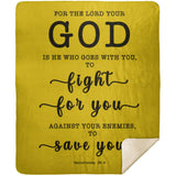 Typography Premium Sherpa Mink Blanket - The Lord My God Saves Me ~Deuteronomy 20:4~