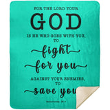 Typography Premium Sherpa Mink Blanket - The Lord My God Saves Me ~Deuteronomy 20:4~