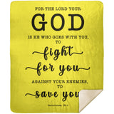 Typography Premium Sherpa Mink Blanket - The Lord My God Saves Me ~Deuteronomy 20:4~