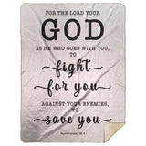 Typography Premium Sherpa Mink Blanket - The Lord My God Saves Me ~Deuteronomy 20:4~