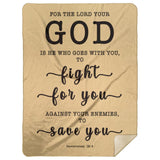 Typography Premium Sherpa Mink Blanket - The Lord My God Saves Me ~Deuteronomy 20:4~