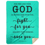 Typography Premium Sherpa Mink Blanket - The Lord My God Saves Me ~Deuteronomy 20:4~