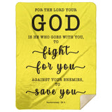 Typography Premium Sherpa Mink Blanket - The Lord My God Saves Me ~Deuteronomy 20:4~