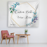 Customizable Artistic Minimalist Bible Verse Tapestry With Your Signature (Design: Square Garland 18)