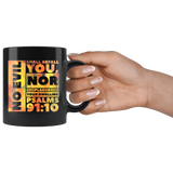 Bible Verses Dishwasher Safe Black Mugs - Psalm 91:10 Design 1